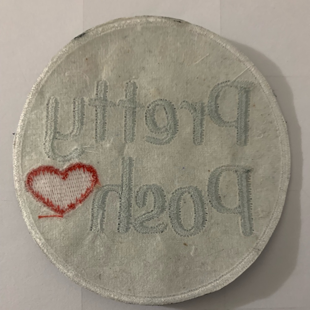 New “Pretty Posh” circle patch. Black w/ white lettering and red Heart. - Picture 4 of 4